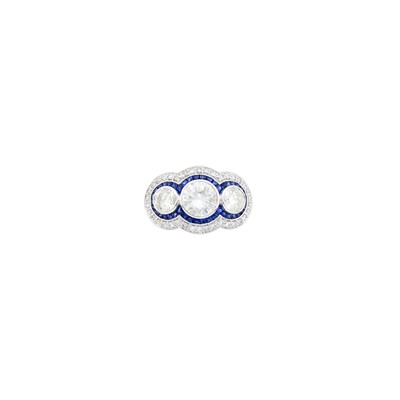 Lot 2083 - White Gold, Diamond and Sapphire Ring