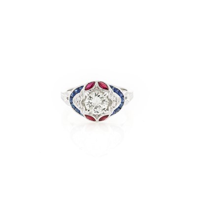Lot 2273 - White Gold, Diamond, Sapphire and Ruby Ring