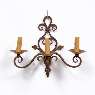Lot 408 - Pair of Two-Light Iron Sconces