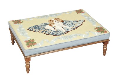 Lot 411 - Needlepoint Upholstered Mahogany Ottoman