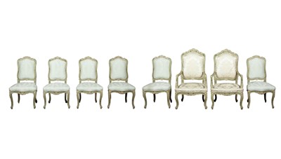 Lot 661 - Set of Eight Rococo Style Painted Dining Chairs