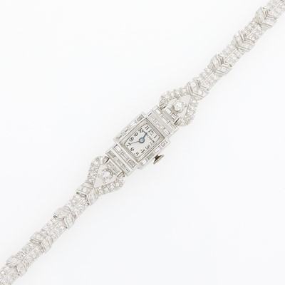 Lot 1054 - Hamilton Platinum and Diamond Wristwatch