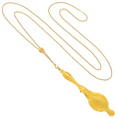 Lot 1159 - Low Karat Gold and Split Pearl Lorgnette Pendant with Long Chain Necklace