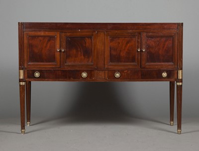 Lot 386 - Louis XVI Style Marble Inset Mahogany Sideboard