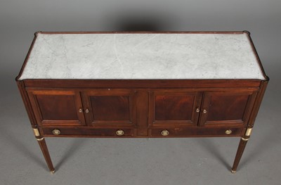 Lot 386 - Louis XVI Style Marble Inset Mahogany Sideboard