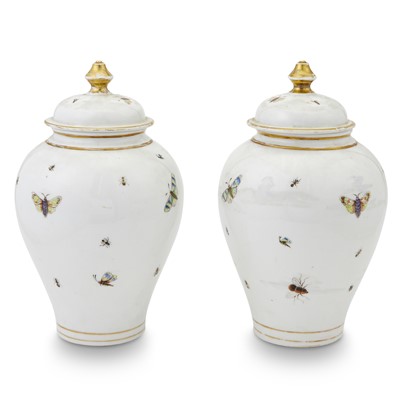 Lot 246 - Pair of Continental Porcelain Covered Baluster Vases