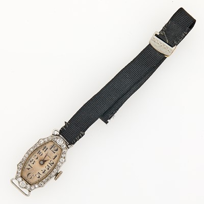 Lot 1139 - Platinum and Diamond Wristwatch