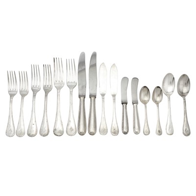 Lot 89 - Christofle Hotel Silver Plated "Rubans" Pattern Flatware Service