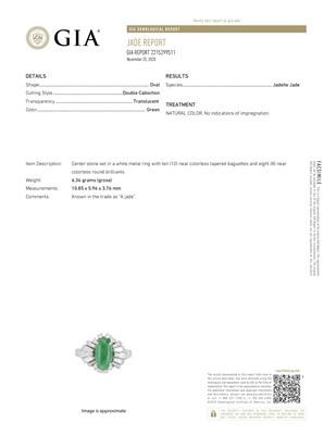 Lot 76 - Platinum, Jade and Diamond Ring
