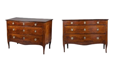 Lot 654 - Pair of Italian Inlaid Walnut Commodes