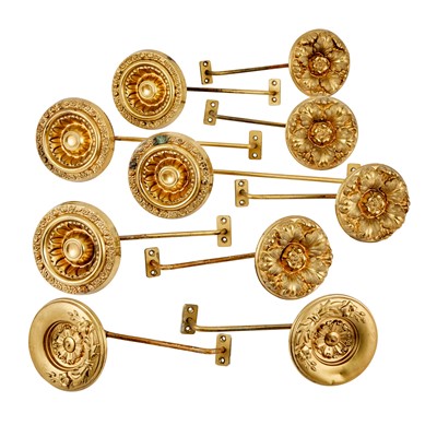 Lot 279 - Group of Pressed Brass Curtain Tiebacks