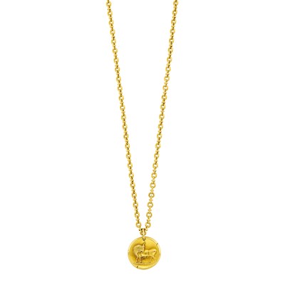 Lot 1 - Van Cleef & Arpels Gold 'Capricorn' Pendant with Long Gold Chain Necklace, France