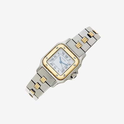 Lot 1104 - Cartier Stainless Steel and Gold 'Santos' Wristwatch