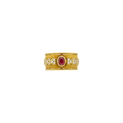 Lot 19 - Buccellati Gold, Ruby and Diamond Band Ring