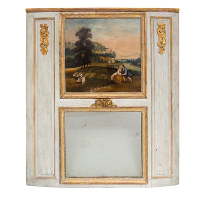 Lot 343 - French Painted and Gilt Trumeau Mirror