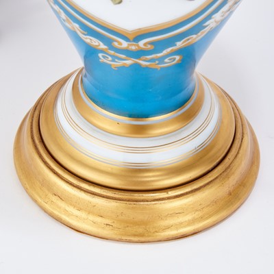 Lot 373 - Pair of Continental Gilt and Hand-Painted Mold-Blown Glass Vases Mounted as Table Lamps
