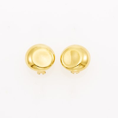 Lot 1027 - Tiffany & Co., Elsa Peretti Pair of Gold 'Thumbprint' Earrings