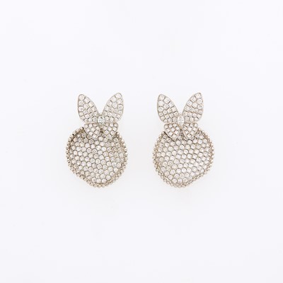 Lot 1062 - Pair of White Gold and Diamond Butterfly Earrings