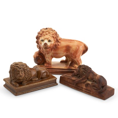 Lot 191 - Three Figures of Lions