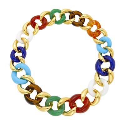 Lot 47 - Seaman Schepps Gold and Multicolored Hardstone 'Classic Link' Necklace