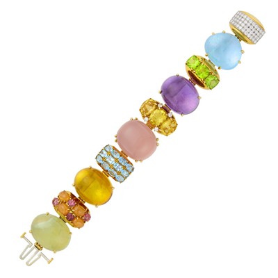 Lot 131 - Seaman Schepps Gold, Colored Stone and Diamond 'Rio' Bracelet
