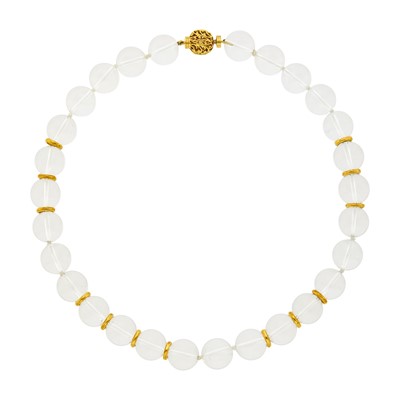 Lot 89 - Seaman Schepps Gold and Rock Crystal Bead Necklace with Gold Ball Clasp