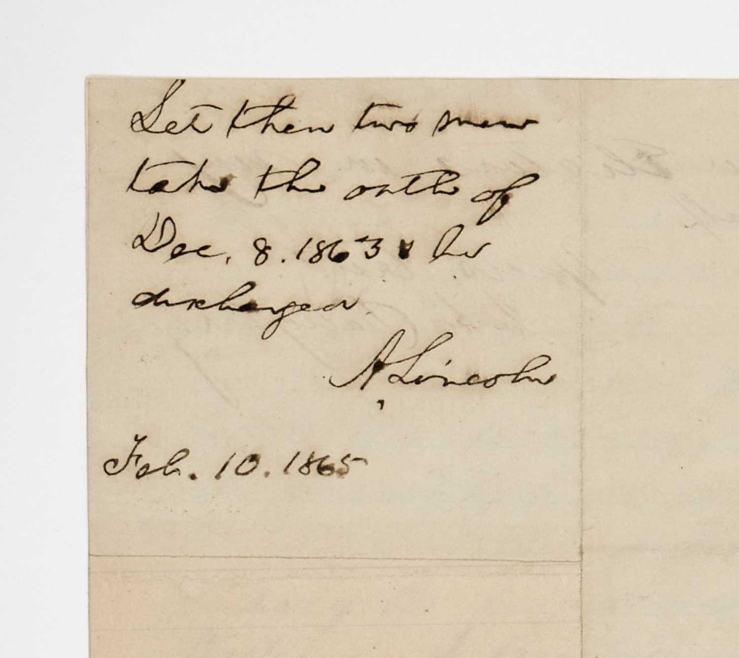 Lot 280 - President Lincoln discharges two Confederate prisoners