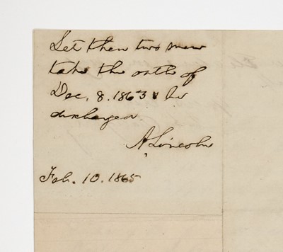 Lot 280 - President Lincoln discharges two Confederate prisoners