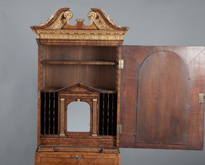Lot 820 - George II Style Walnut and Parcel-Gilt Bureau Cabinet