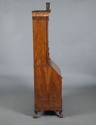 Lot 820 - George II Style Walnut and Parcel-Gilt Bureau Cabinet