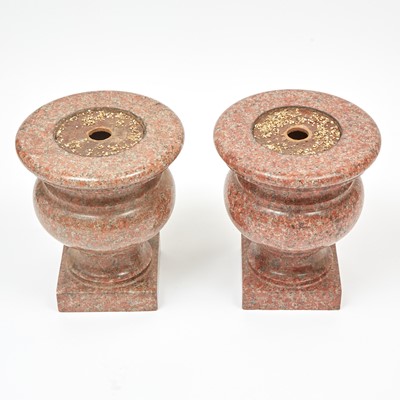 Lot 364 - Pair of Pink Granite Urns