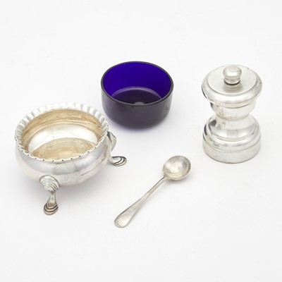 Lot 169 - Set of Six George III Sterling Silver Open Salts and Six Tiffany & Co. Silver Pepper Grinders