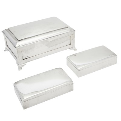 Lot 190 - Three Sterling Silver Cigar Boxes