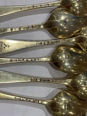 Lot 167 - Georgian Sterling Silver Gilt Dessert Service in Fitted Box