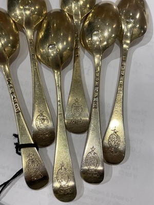 Lot 167 - Georgian Sterling Silver Gilt Dessert Service in Fitted Box