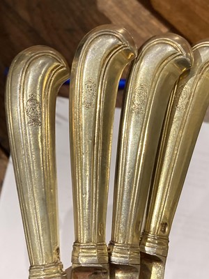 Lot 167 - Georgian Sterling Silver Gilt Dessert Service in Fitted Box