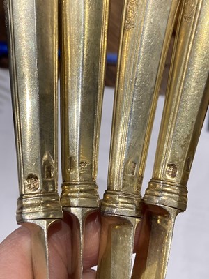 Lot 167 - Georgian Sterling Silver Gilt Dessert Service in Fitted Box