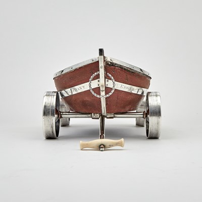 Lot 234 - French Revolutionary Wars Naval Interest: George III Silver and Plate Mounted Wood Jolly Boat