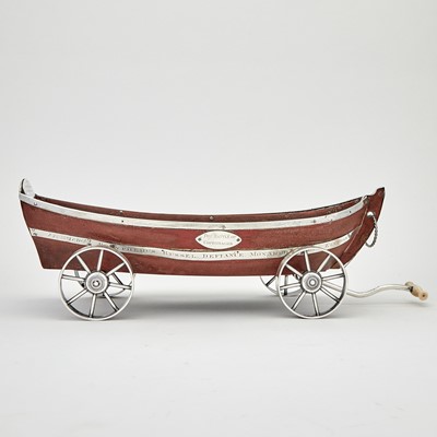 Lot 234 - French Revolutionary Wars Naval Interest: George III Silver and Plate Mounted Wood Jolly Boat