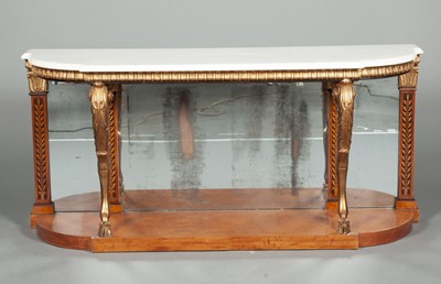 Lot 173 - Italian Neoclassical Style Inlaid Partial Giltwood Mahogany Console