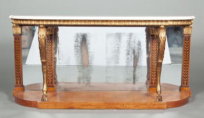 Lot 173 - Italian Neoclassical Style Inlaid Partial Giltwood Mahogany Console