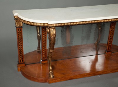 Lot 173 - Italian Neoclassical Style Inlaid Partial Giltwood Mahogany Console
