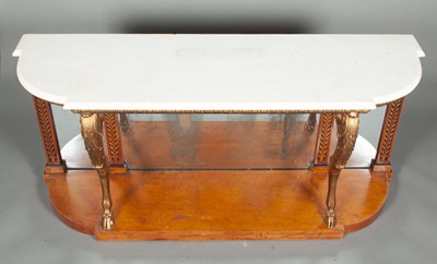 Lot 173 - Italian Neoclassical Style Inlaid Partial Giltwood Mahogany Console
