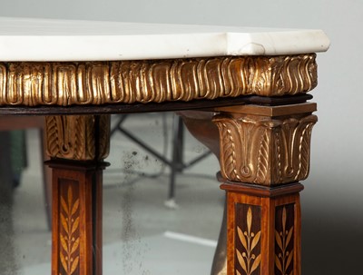Lot 173 - Italian Neoclassical Style Inlaid Partial Giltwood Mahogany Console