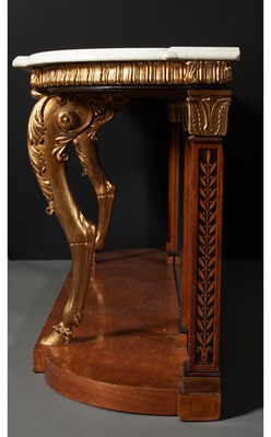 Lot 173 - Italian Neoclassical Style Inlaid Partial Giltwood Mahogany Console