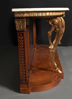 Lot 173 - Italian Neoclassical Style Inlaid Partial Giltwood Mahogany Console