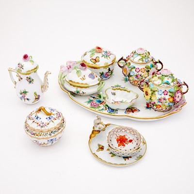 Lot 129 - Group of Floral Decorated Porcelain Table Articles