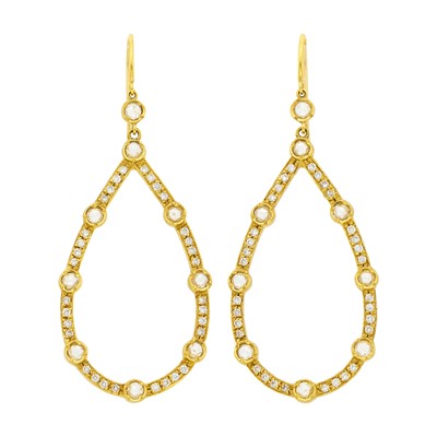 Lot 106 - Pair of Gold and Diamond Pendant-Earrings