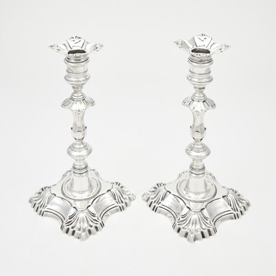 Lot 161 - Pair of George II Sterling Silver Candlesticks