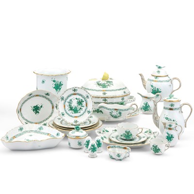 Lot 22 - Assembled Herend Porcelain Chinese Bouquet (Green) Pattern Partial Dinner Service
